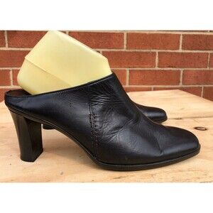 Sesto Meucci black Leather Mules Slides Heels women Size US 10
